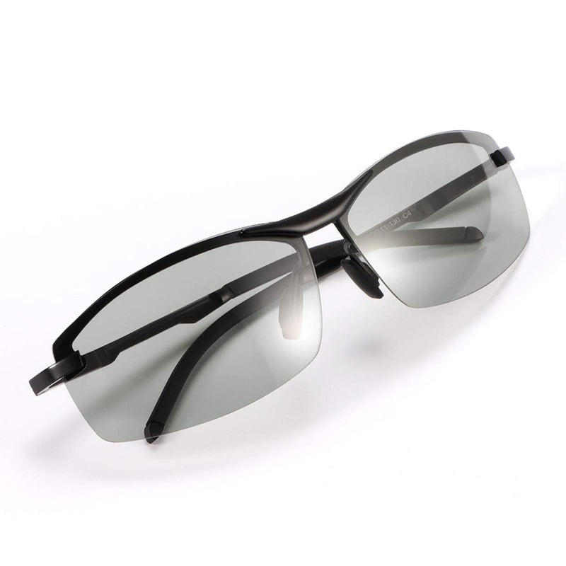 YIMI Men's photochromic lenses Polarized Driving Sunglasses transition safety Eyewear Day and Night Vision Glasses For Women (photochromic/Black Frame Black lens) - Image 1